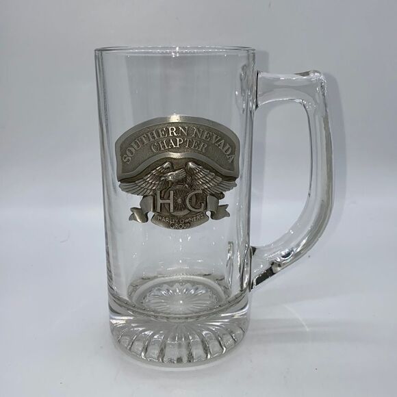 Harley-Davidson Southern Nevada Chapter Owners Group Glass and Pewter Stein - Picture 1 of 9